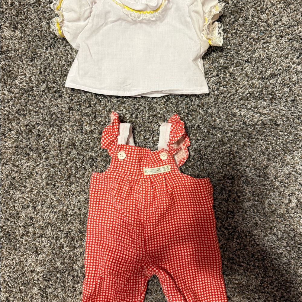 Original Cabbage Patch kid Red Gingham Baby Overalls with White Top
